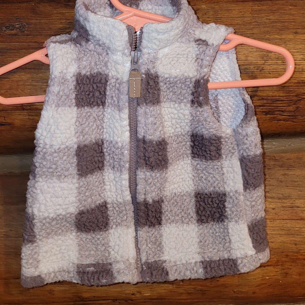 Carter's 3 Month Adorable checkered vest with zipper front.